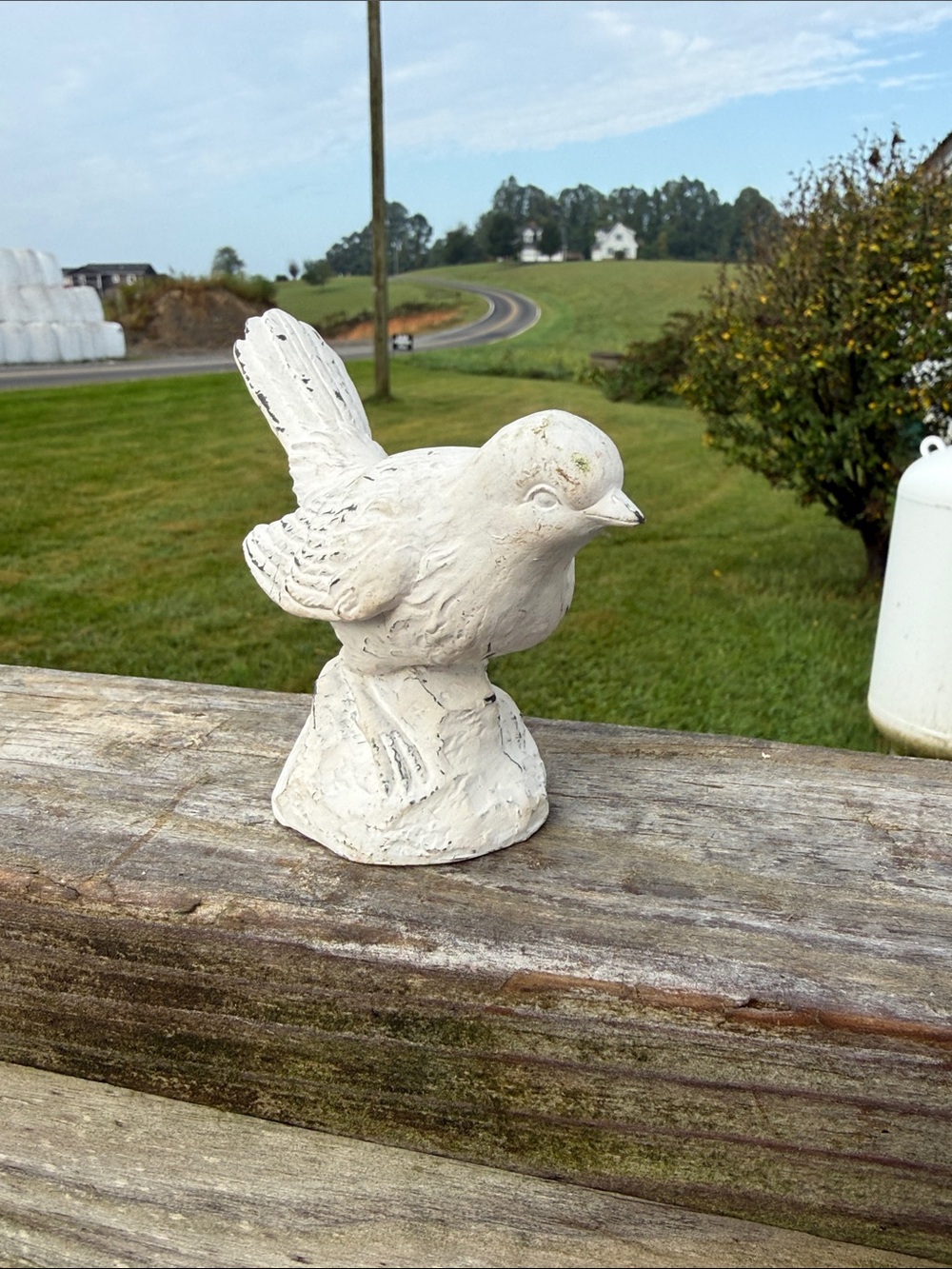 Decorative White Bird Perch Figurine - Neutral White adds